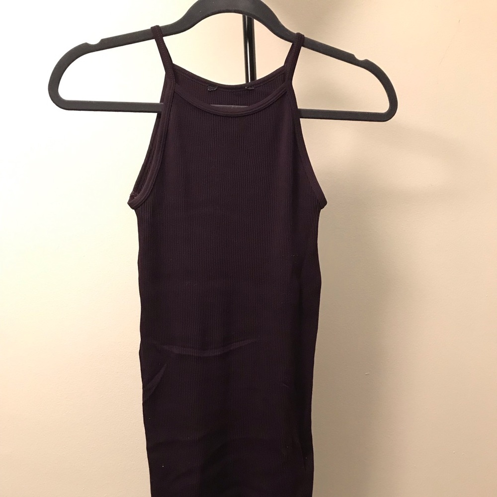 Ribbed Dark Purple Dress
